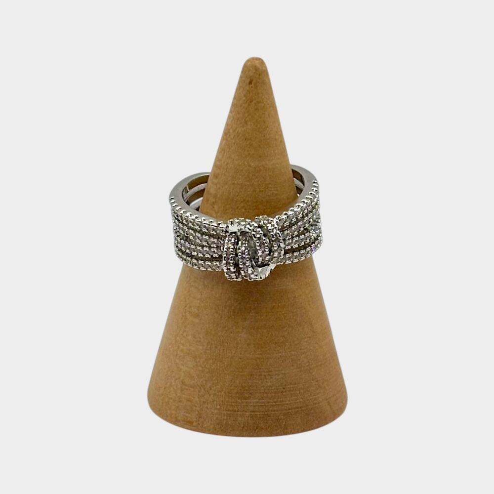 Cross Knotted Zircon Adjustable Ring